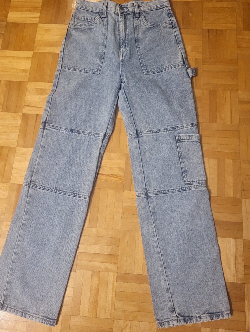 Light Wash Women Or Teenager Carpenter Jeans - Casual Utility Style